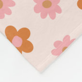 Kute Retro Mod Pop Flowers Roze en verbrand Sinaas Fleece Deken (Hoek)