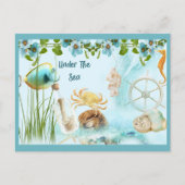 Kute Retro onder het Zee collage Briefkaart (Voorkant)
