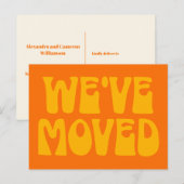 Kute Retro Oranje Minimalist Verplaatst Nieuw Adre Briefkaart (Voorkant / Achterkant)