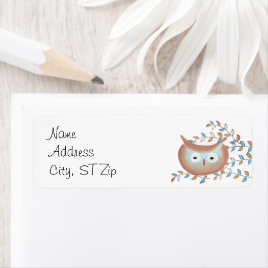 Kute Retro Owl Return Address Labels (Insitu)