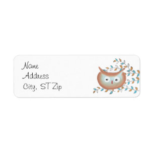 Kute Retro Owl Return Address Labels
