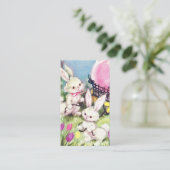 Kute retro  paasbunnies toevoegen groet visitekaartje (Staand voorkant)