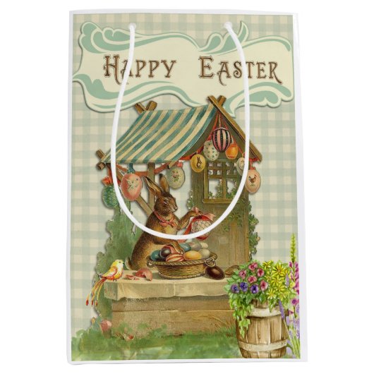 Kute Retro  paasbunny Medium Cadeauzakje (Voorkant)