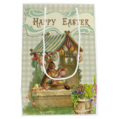 Kute Retro  paasbunny Medium Cadeauzakje (Achterkant)