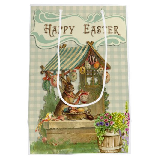 Kute Retro  paasbunny Medium Cadeauzakje (Achterkant)