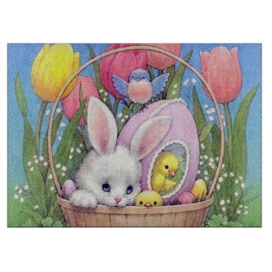 Kute retro  paasbunny snijplank (Voorkant)