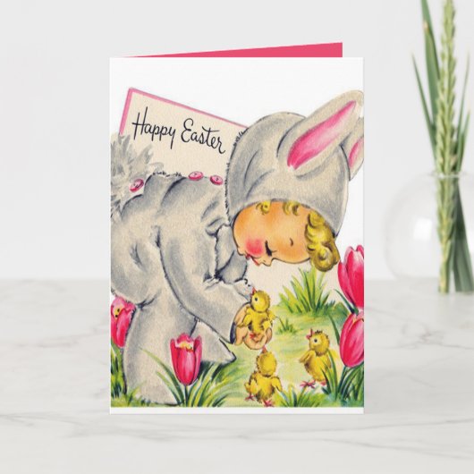 Kute retro  Paasdag Feestdagen Kaart (Voorkant)