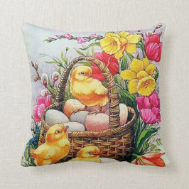 Kute retro  paaskuikens, decor pillow kussen