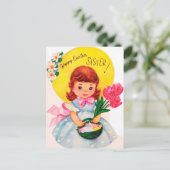 Kute retro  paaszuster briefkaart (Staand voorkant)