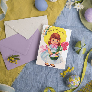 Kute retro  paaszuster briefkaart