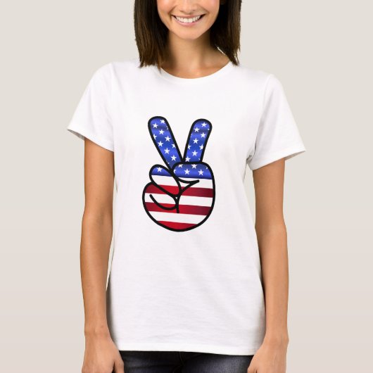Kute Retro Peace Sign  Vlag VS T-shirt (Voorkant)
