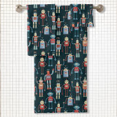 Kute  Retro Robots Dark Bad Handdoek