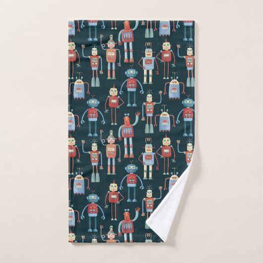 Kute  Retro Robots Dark Bad Handdoek (Handdoek)