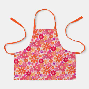Kute Retro Style Floral Pattern Oranje Roze Kinder Schort