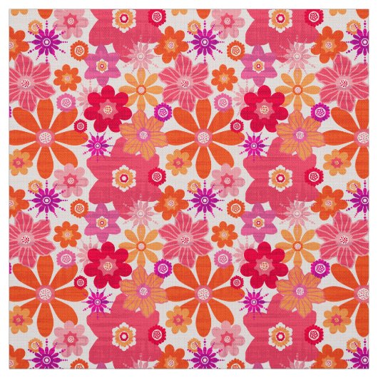 Kute Retro Style Floral Pattern Oranje Roze Stof (Swatch)