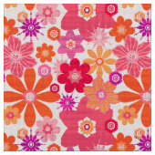 Kute Retro Style Floral Pattern Oranje Roze Stof (Close Up)