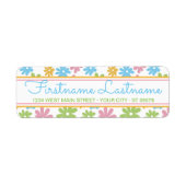 Kute Retro Summer Colors Flower Pattern Etiket (Voorkant)