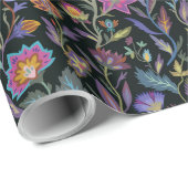 Kute retro Victoriaans donker floreel patroon Birt Cadeaupapier (Rol Hoek)