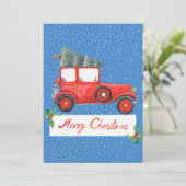 Kute Retro Vintage Car-kerstfotofeestdag (Staand voorkant)