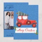 Kute Retro Vintage Car-kerstfotofeestdag (Voorkant / Achterkant)