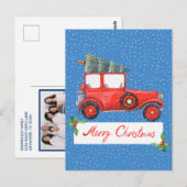Kute Retro Vintage Car-kerstfotofeestdag Briefkaart (Voorkant / Achterkant)