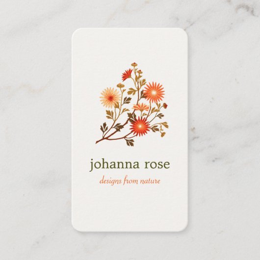 Kute Retro Wildbloemen Floral Visitekaartje (Voorkant)