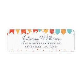 Kute Return Address Party Colorful Confetti White Etiket