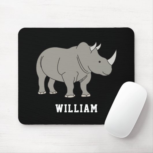 Kute Rhino - aangepaste naam terug naar school Muismat (Met muis)