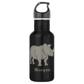 Kute Rhino - aangepaste naam terug naar school Waterfles (Voorkant)