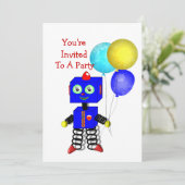 Kute Robot Boys Birthday Party Kaart (Staand voorkant)