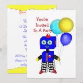 Kute Robot Boys Birthday Party Kaart (Voorkant / Achterkant)