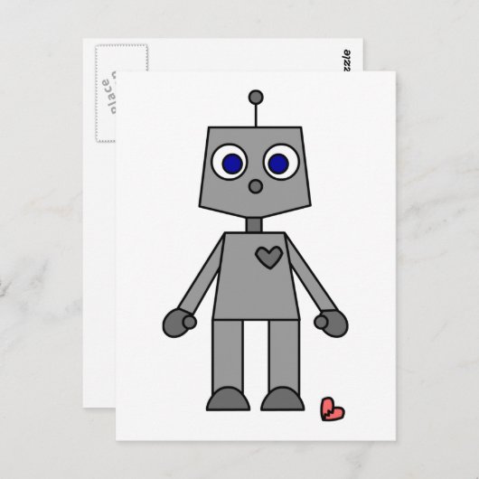 Kute robot met gebroken hart briefkaart (Voorkant / Achterkant)