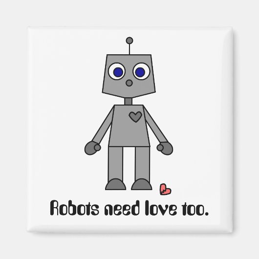 Kute robot met gebroken hart magneet (Voorkant)