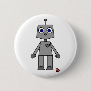 Kute robot met gebroken hart ronde button 5,7 cm