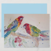 Kute rode Rosella-papegaai waterverf kunst (Voorkant / Achterkant)