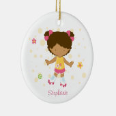Kute roller skater meisje gepersonaliseerde versie keramisch ornament (Rechts)