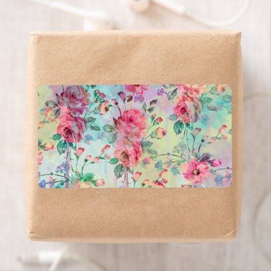 Kute romantische rozen florale verf waterverven etiket (Insitu)