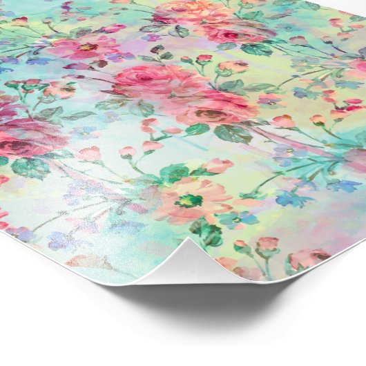 Kute romantische rozen florale verf waterverven foto afdruk (Hoek)