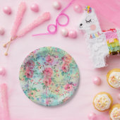 Kute romantische rozen florale verf waterverven papieren bordje (Feest)