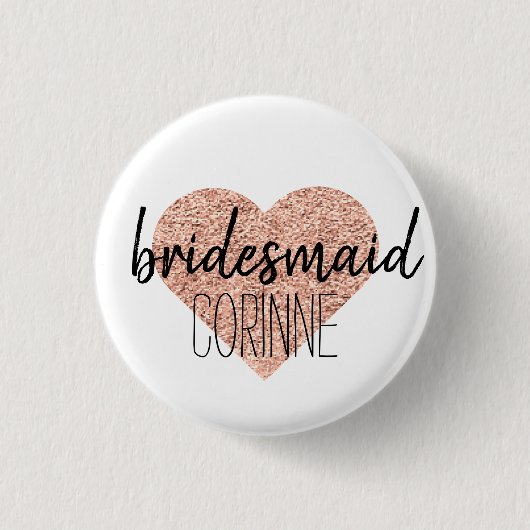 Kute Roos Gold Heart Bridesmaid Button Pin (Voorkant)