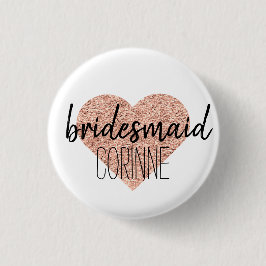 Kute Roos Gold Heart Bridesmaid Button Pin