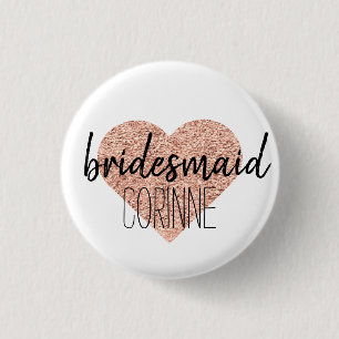 Kute Roos Gold Heart Bridesmaid Button Pin
