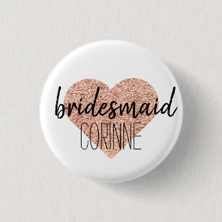 Kute Roos Gold Heart Bridesmaid Button Pin