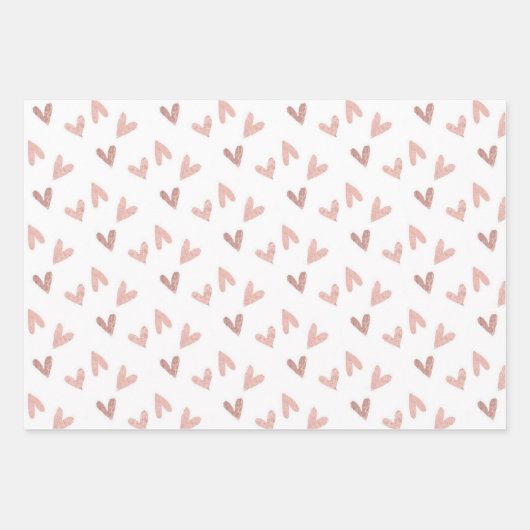 Kute roos goud & roze harten in papierbladen inpakpapier vel (Voorkant 3)