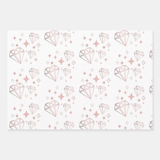 Kute roos goud & roze harten in papierbladen inpakpapier vel (Voorkant 2)