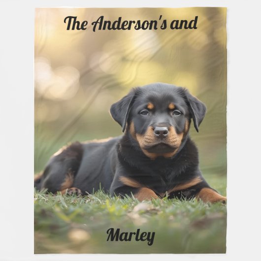 Kute Rottweiler Persoonlijk Fleece Deken (Voorkant)