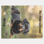 Kute Rottweiler Persoonlijk Fleece Deken (Voorkant (Horizontaal))