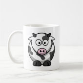 Kute Round Cartoon Cow met roze neus Koffiemok (Links)