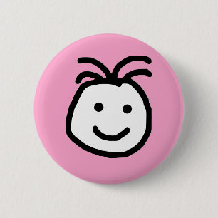 Kute Round Smilling Happy Face Pink Button
