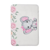 Kute roze Baby Elephant and Roos Border Badmat (Voorkant Verticaal)